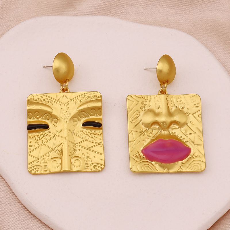 1 Pair Vintage Style Lips Square Plating Zinc Alloy Drop Earrings
