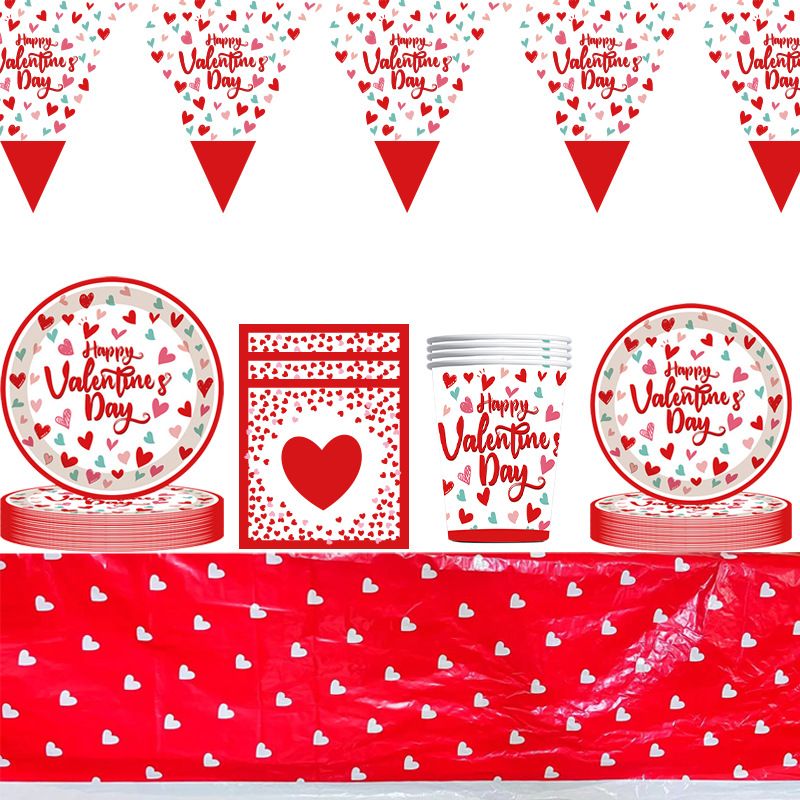عيد الحب رومانسي رسالة شكل القلب ورق حزب، حفلة مهرجان أدوات المائدة