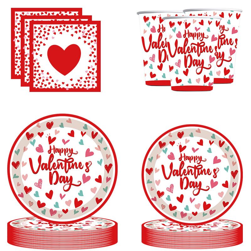 Valentine's Day Romantic Letter Heart Shape Paper Party Festival Tableware