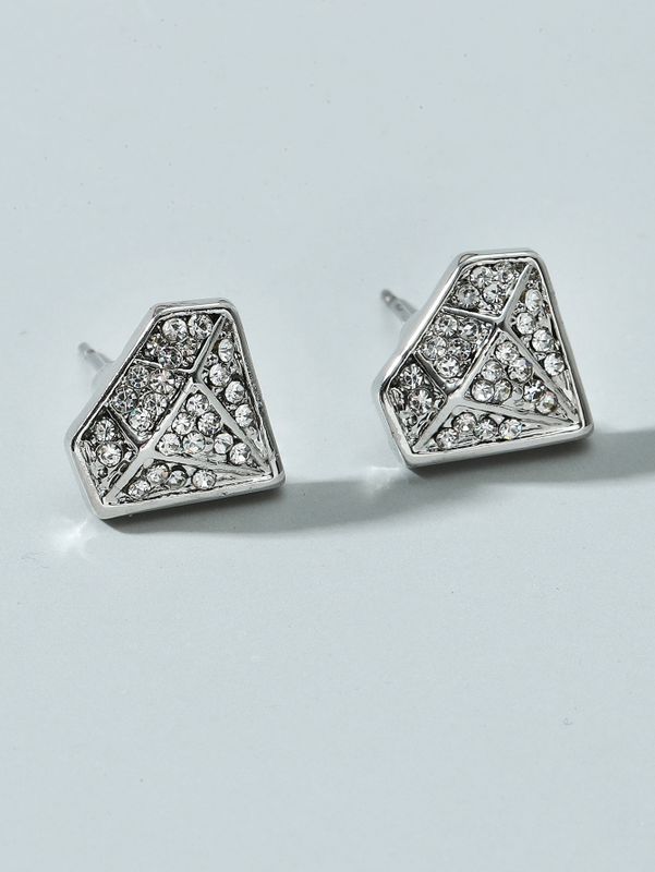 1 Paire Élégant Style Simple Diamants Alliage Verre Plaqué Or Boucles D'Oreilles