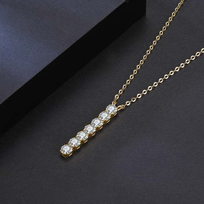 Einfacher Stil Koreanische Art Geometrisch Sterling Silber Überzug Inlay Zirkon 14 Karat Vergoldet Weißgold Plattiert Halskette Mit Anhänger
