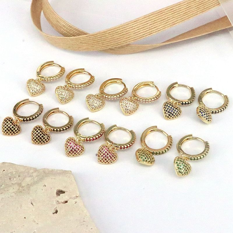 1 Piece Simple Style Heart Shape Plating Inlay Copper Zircon 18k Gold Plated Ear Cuffs