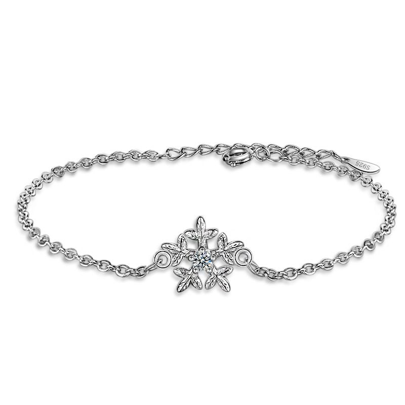 Ig Style Simple Style Snowflake Copper White Gold Plated Zircon Bracelets In Bulk