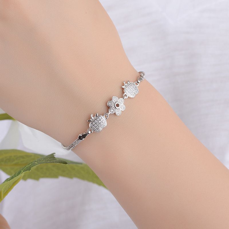 Simple Style Flower Apple Copper Plating Inlay Zircon White Gold Plated Bracelets