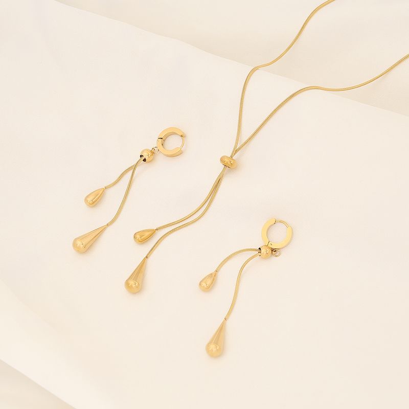 Stainless Steel 18K Gold Plated Simple Style Commute Plating Water Droplets Jewelry Set