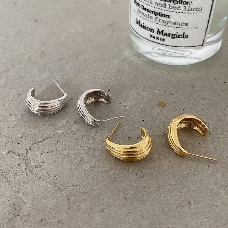 1 Pair Simple Style C Shape Plating Sterling Silver Ear Studs