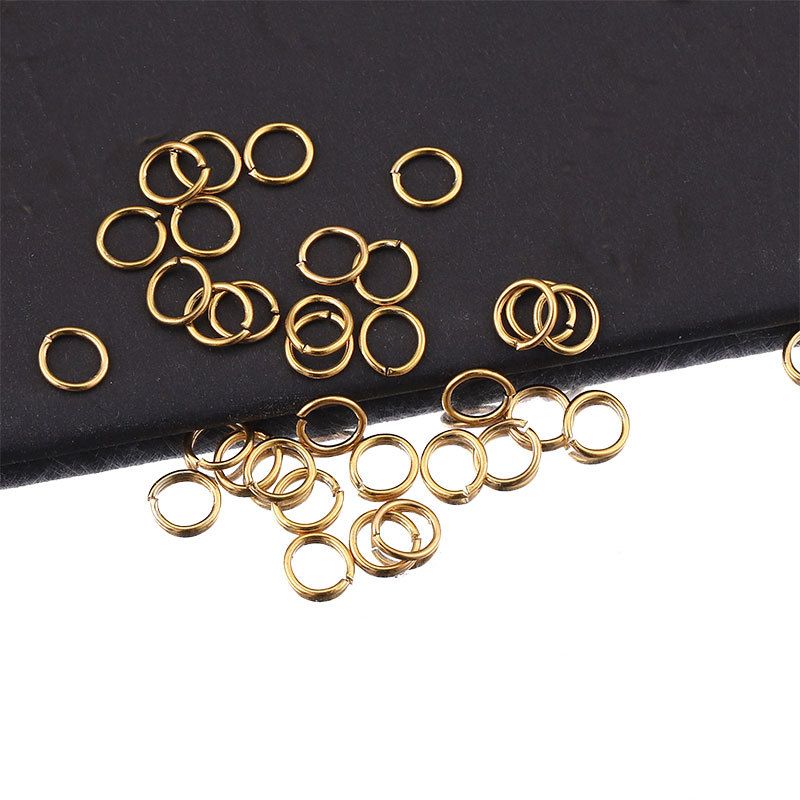100 PCS/Package Stainless Steel 18K Gold Plated Solid Color Polished Jump Ring