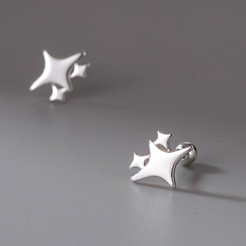 1 Paar Einfacher Stil Stern Überzug Sterling Silber Ohrstecker