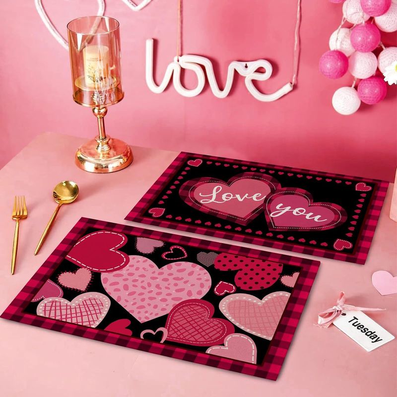 عيد الحب غير رسمي عطلة رسالة الكتان غطاء طاولة