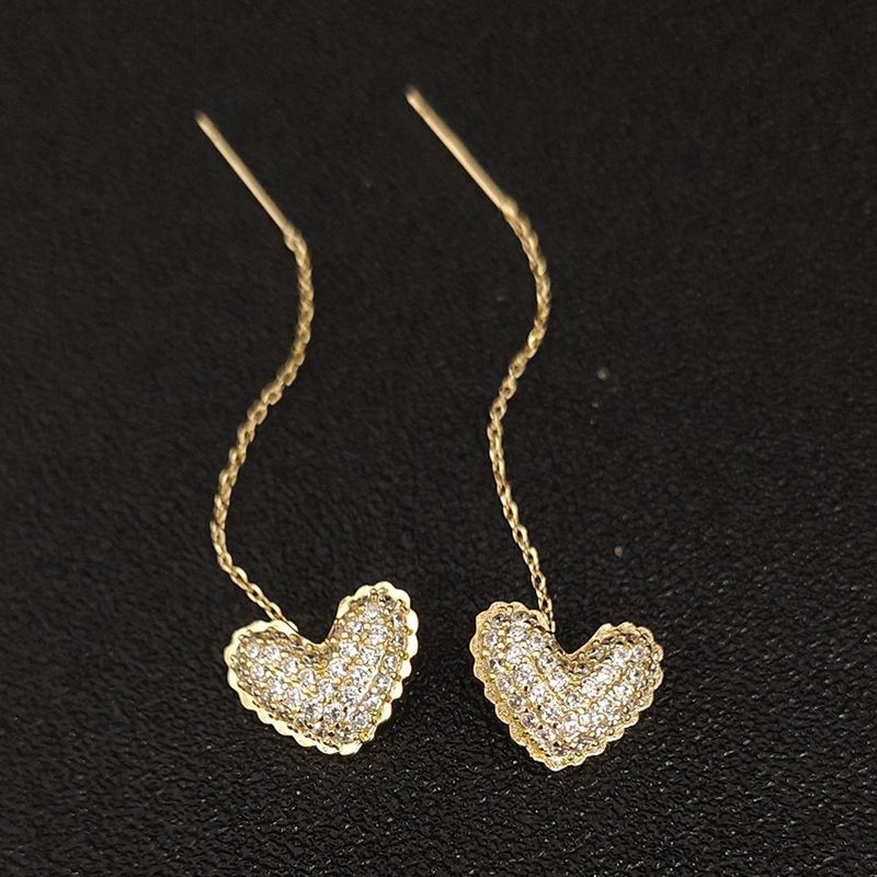 1 Pair Elegant Sweet Heart Shape Plating Copper Gold Plated Drop Earrings