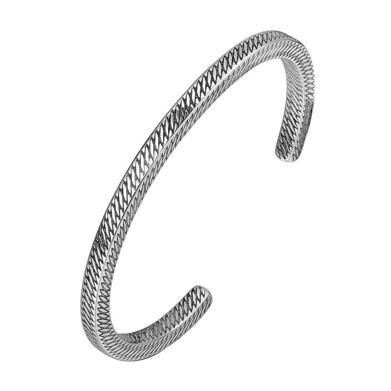 Simple Style Solid Color Titanium Steel Men's Cuff Bracelets
