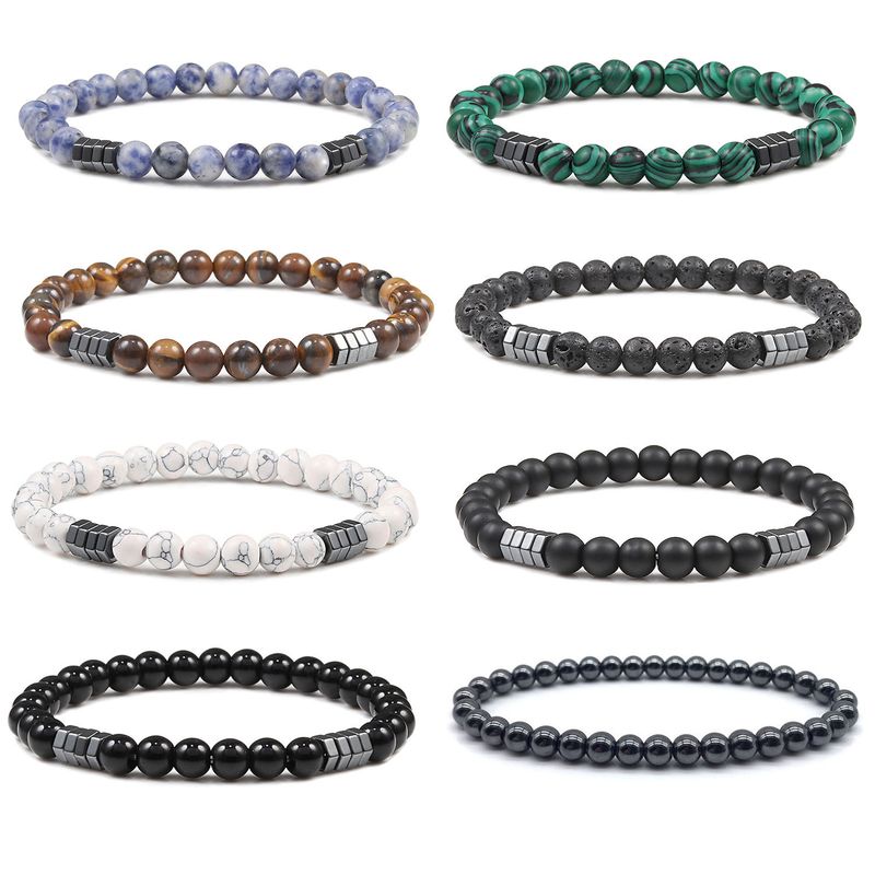 Ethnic Style Color Block Natural Stone Beaded Bracelets