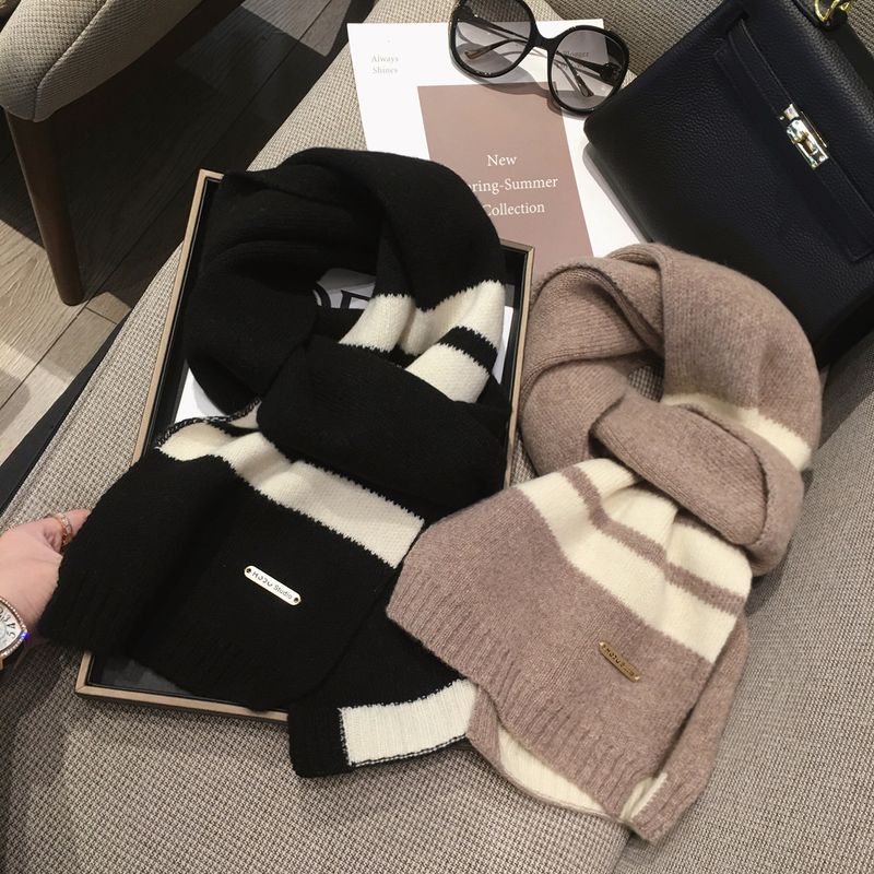 Women's Casual Stripe Fleece Scarf