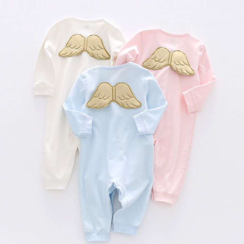 Casual Cute Solid Color Cotton Baby Rompers