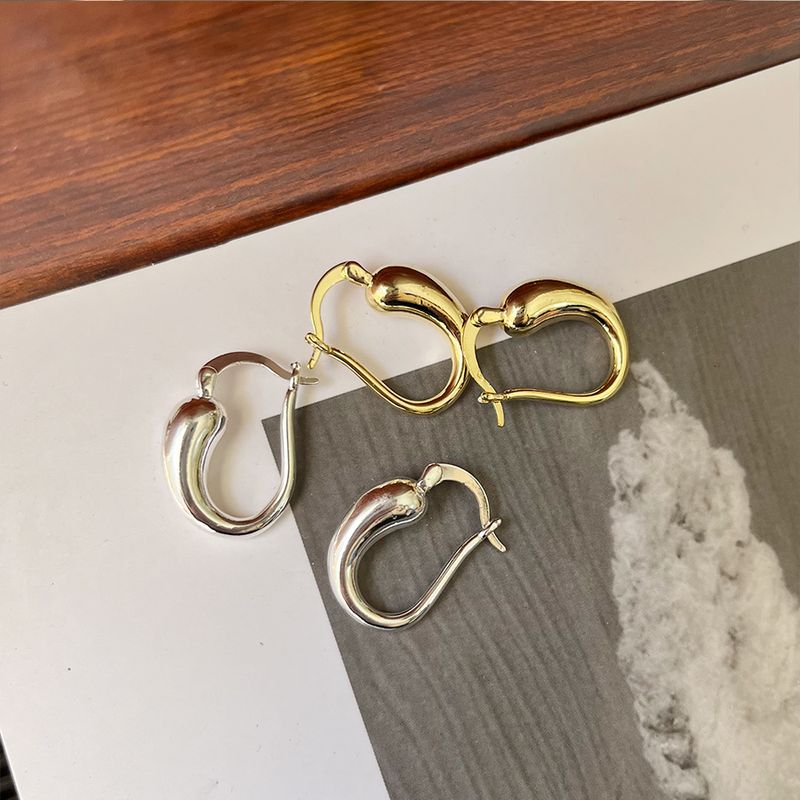 1 Pair Simple Style Water Droplets Plating Brass Hoop Earrings