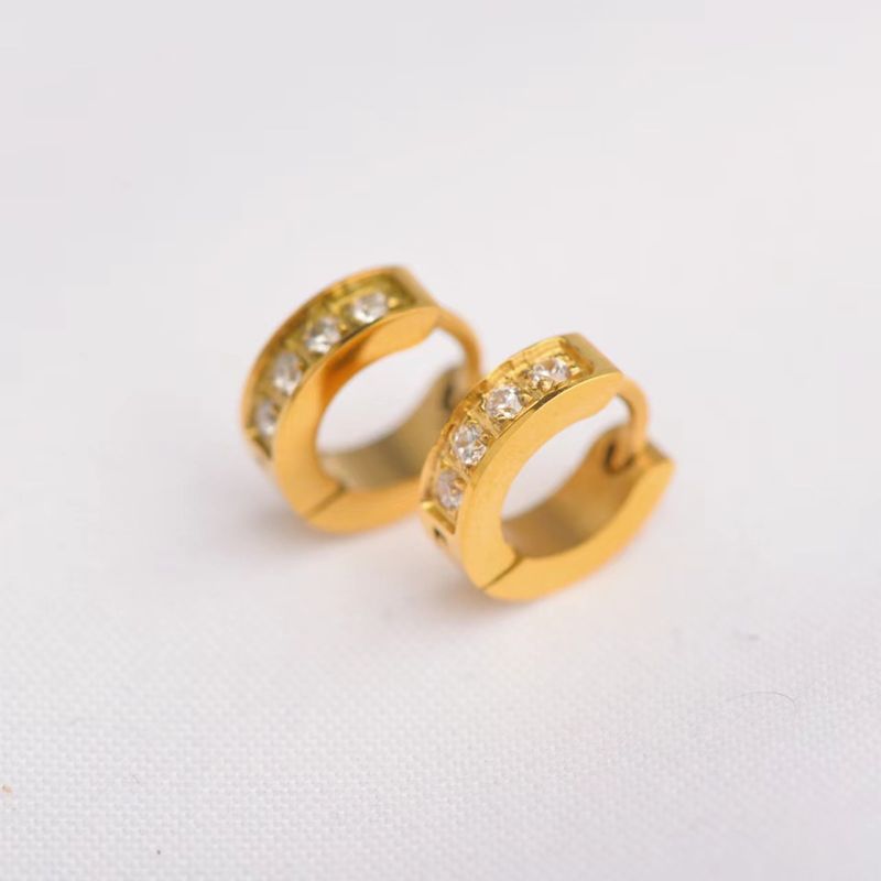 1 Piece Simple Style Geometric Solid Color Plating Stainless Steel 18K Gold Plated Hoop Earrings