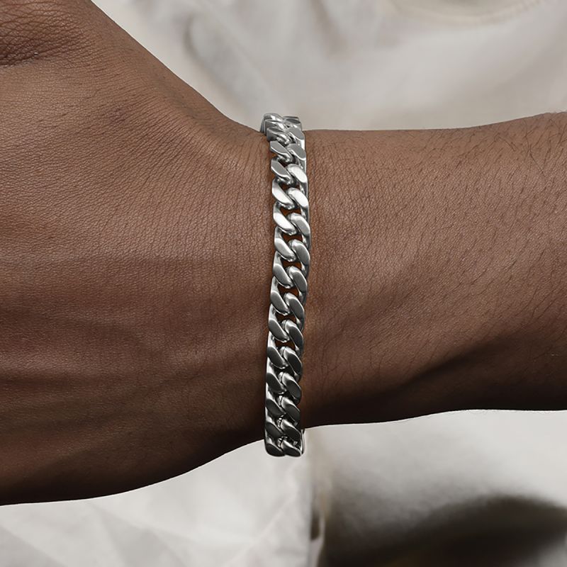 Lässig Einfarbig Sterling Silber Männer Armbänder