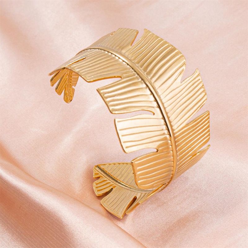 Simple Style Leaves Stainless Steel Plating 18k Gold Plated Bangle