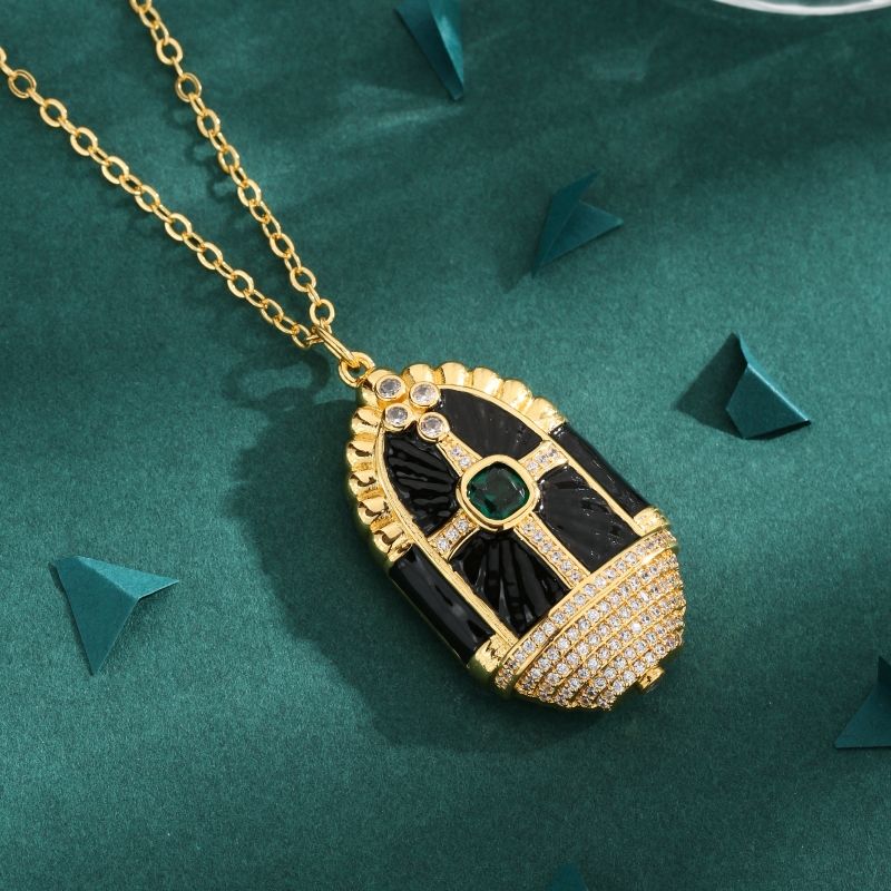Elegant Geometrisch Kupfer 18 Karat Vergoldet Zirkon Halskette Mit Anhänger In Masse