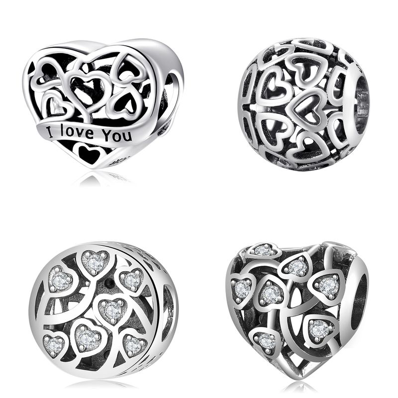 Romantic Heart Shape Sterling Silver Inlay Zircon Jewelry Accessories