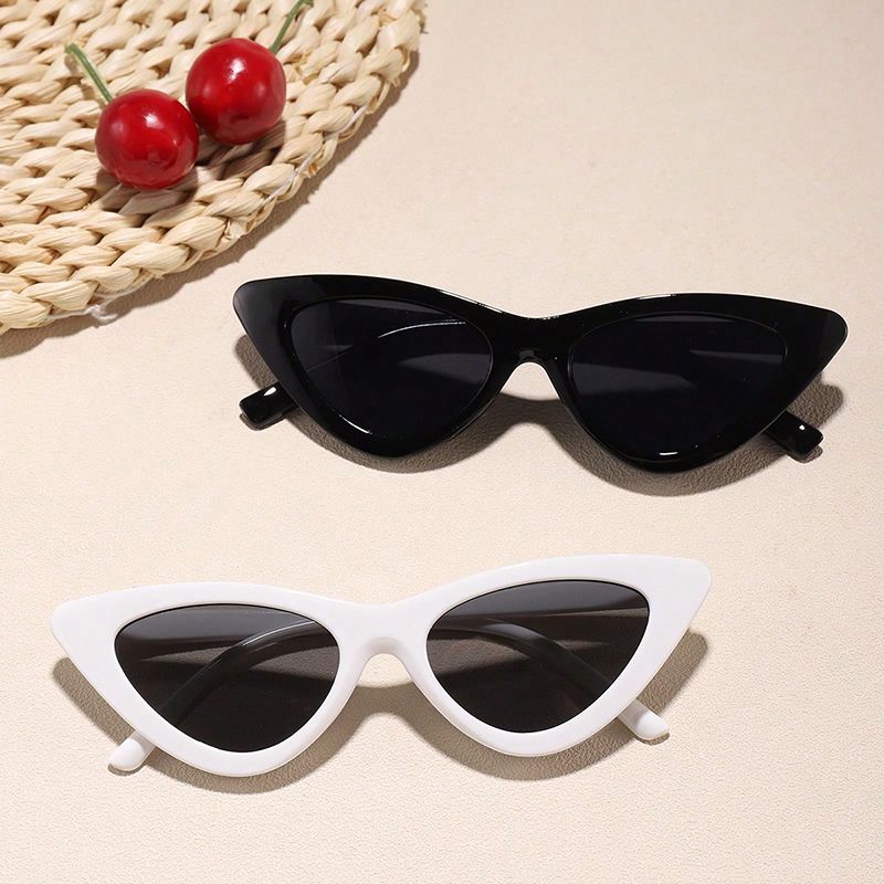 Retro Solid Color Resin Cat Eye Full Frame Women's Sunglasses