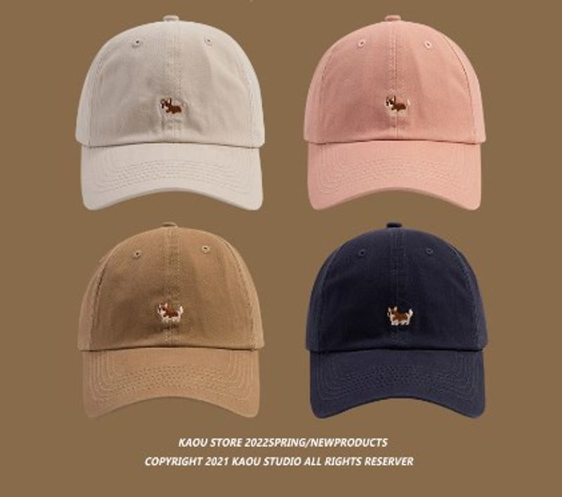 Unisex Cute Simple Style Dog Embroidery Curved Eaves Baseball Cap