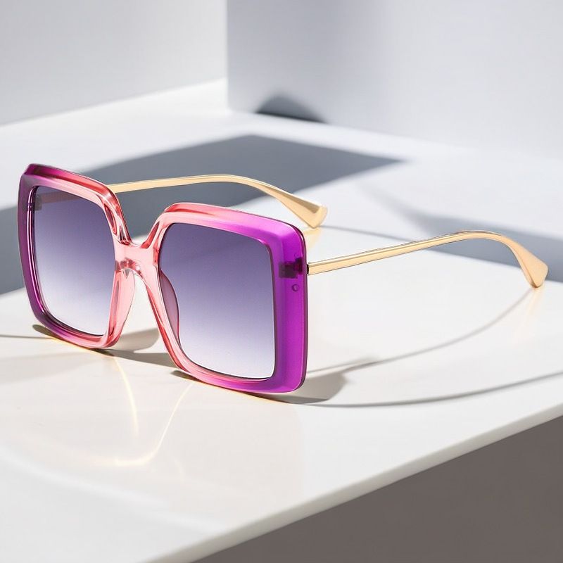 Elegant Basic Gradient Color Pc Square Full Frame Women's Sunglasses