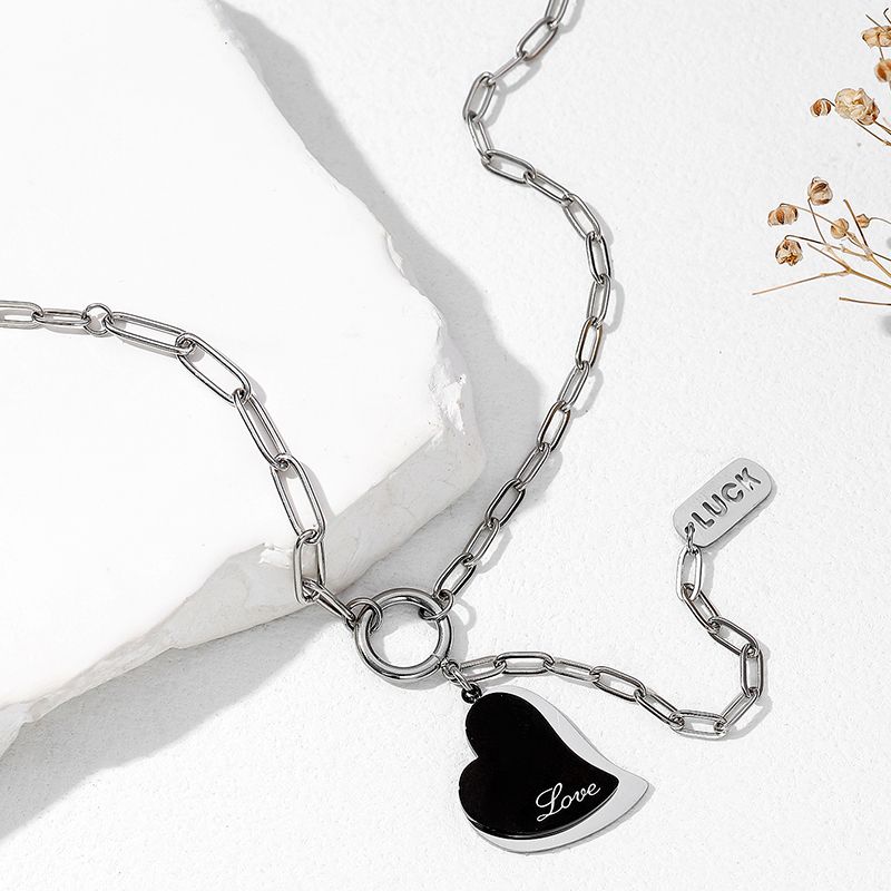 Ig Style Letter Heart Shape Stainless Steel Plating Palladium White K Gold Pendant Necklace