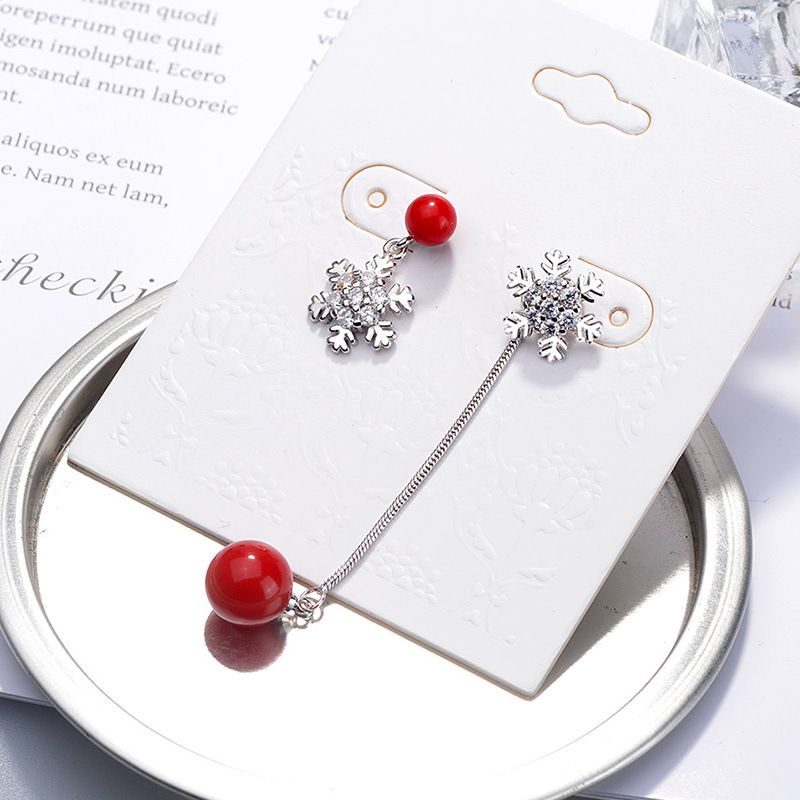 1 Paire Élégant Dame Géométrique Gland Flocon De Neige Incruster Le Cuivre Zircon Boucles D'oreilles