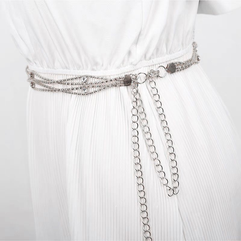 Simple Style Round Alloy Inlay Rhinestones Women's Chain Belts