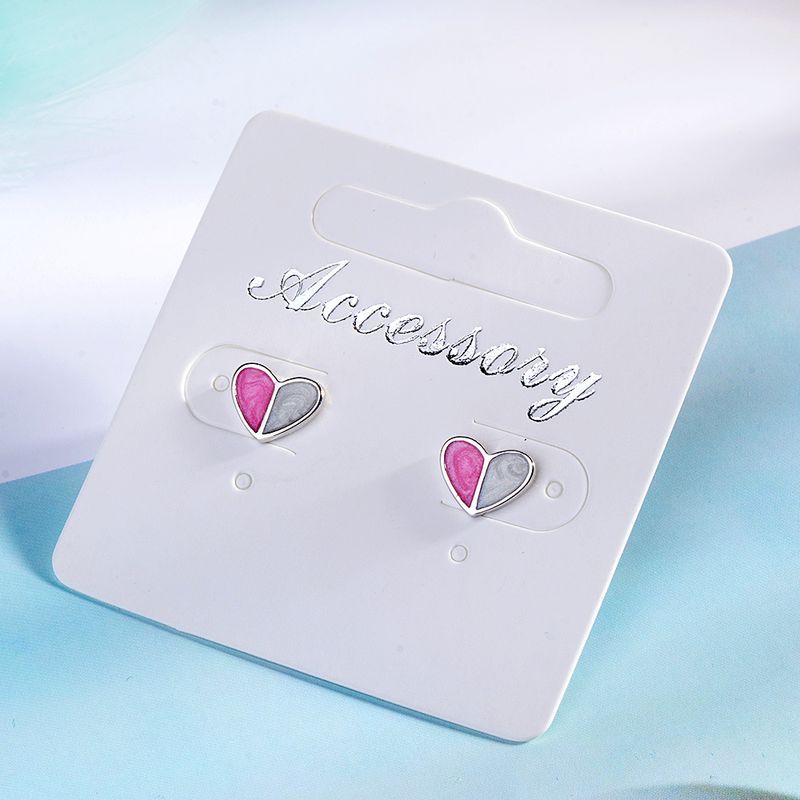 1 Pair Simple Style Heart Shape Epoxy Plating Copper Ear Studs