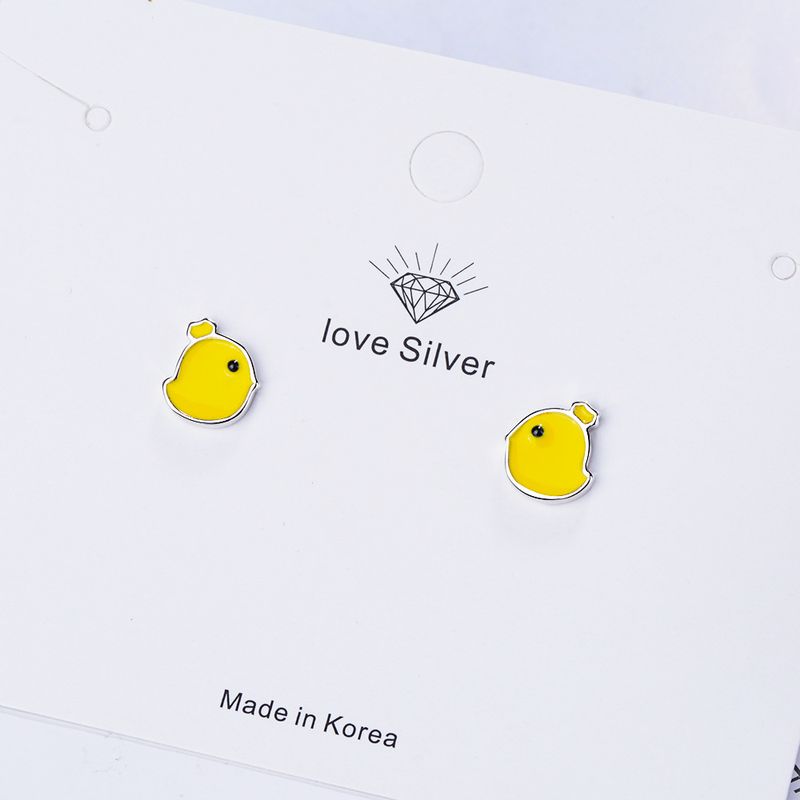 1 Pair Cute Animal Cartoon Drip Glazed Plating Copper White Gold Plated Ear Studs