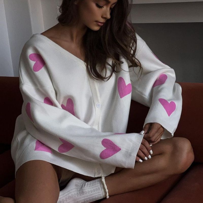 Women's Sweater Long Sleeve Sweaters & Cardigans Elegant Streetwear Heart Shape