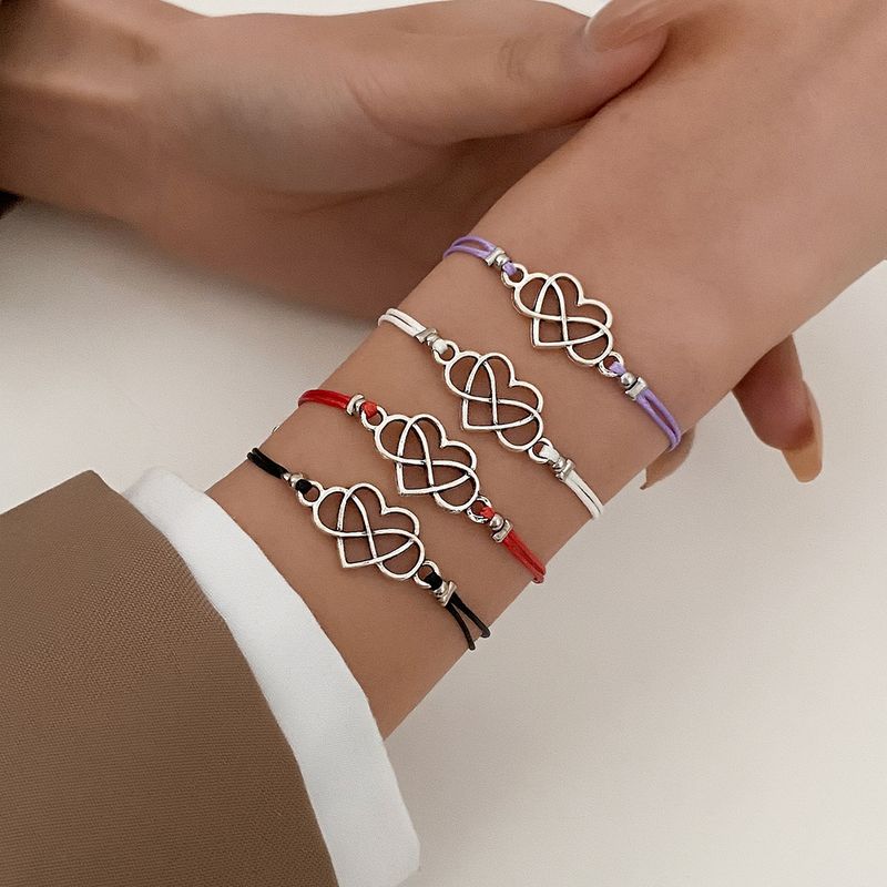 Style Simple Infini Forme De Cœur Alliage Ligne De Cire Placage Évider Coupler Bracelets