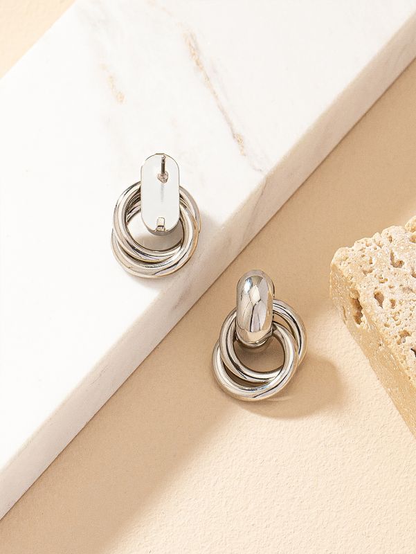 1 Pair Casual Cool Style Circle Iron Drop Earrings