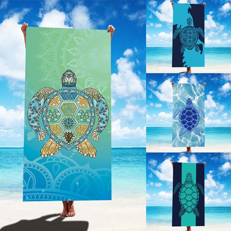 Décontractée Vacances Tortue Bloc De Couleur Superfine Fiber Serviette De Plage