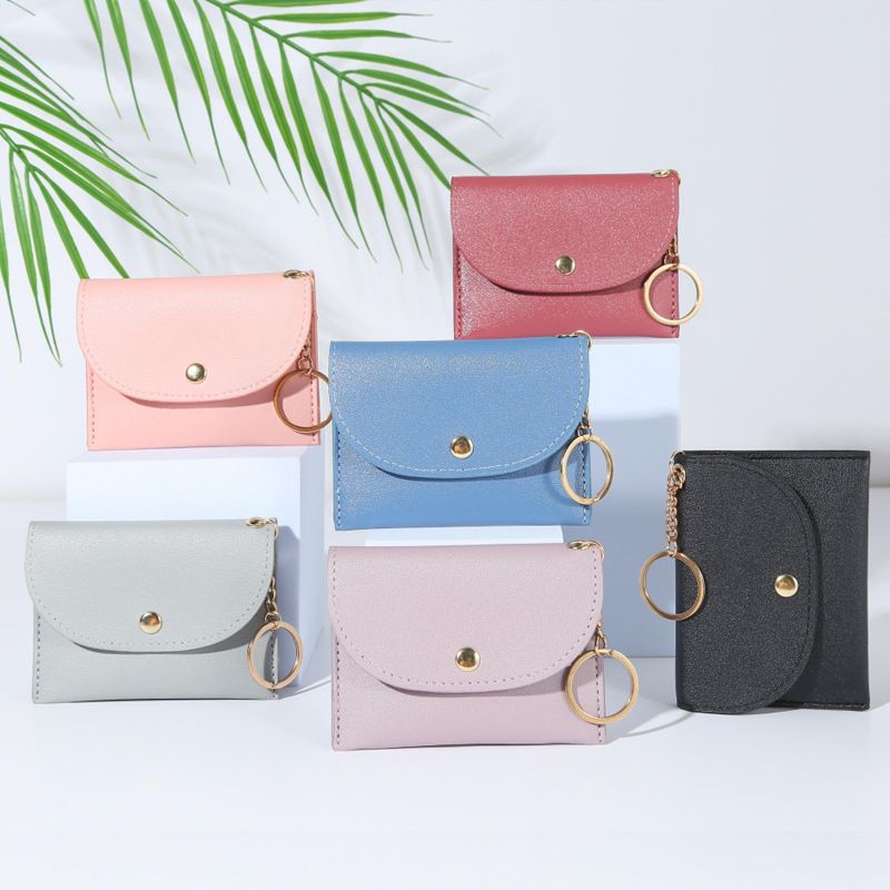 Women's Pu Leather Solid Color Sweet Square Zipper Buckle Coin Purse