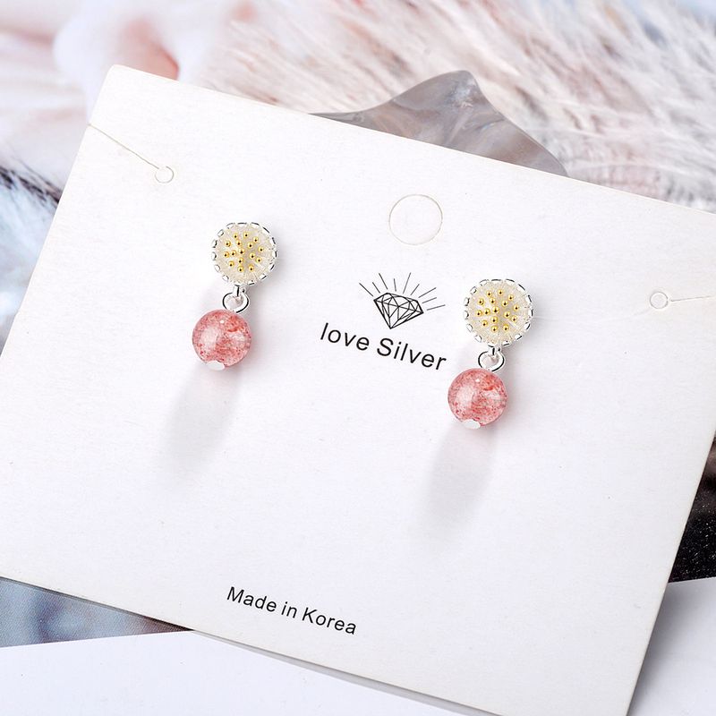 1 Pair Sweet Flower Copper Drop Earrings