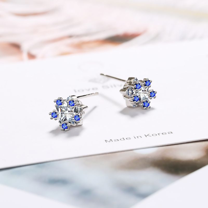 1 Pair Simple Style Star Plating Inlay Copper Zircon White Gold Plated Ear Studs