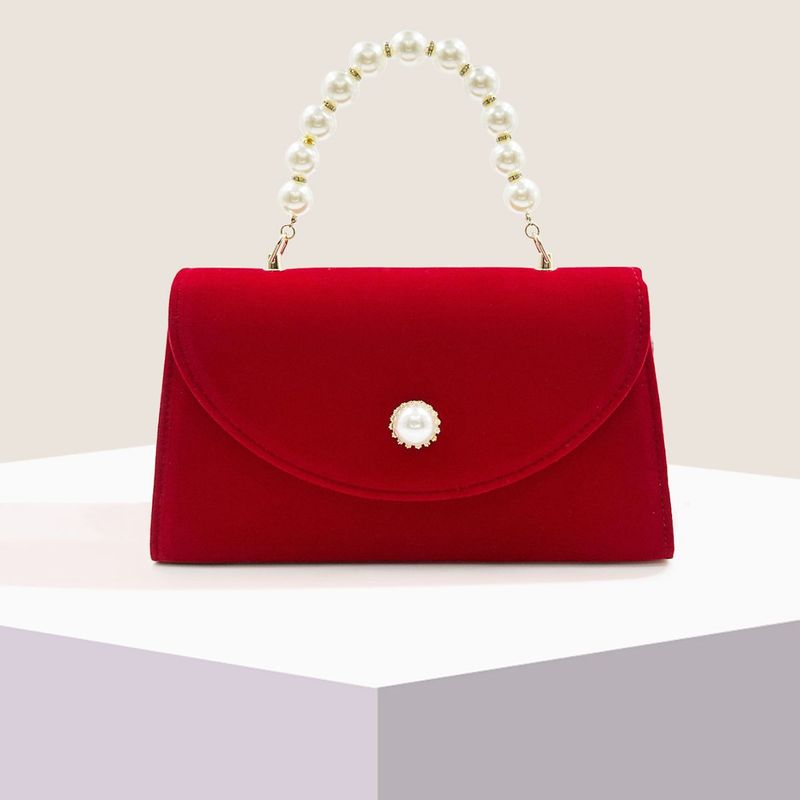 Women's Plush Solid Color Classic Style Square Flip Cover Evening Bag