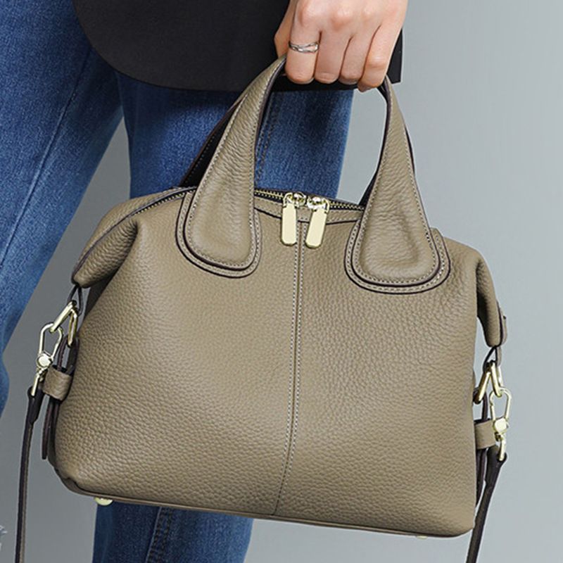 Women's Pu Leather Solid Color Vintage Style Classic Style Round Zipper Handbag