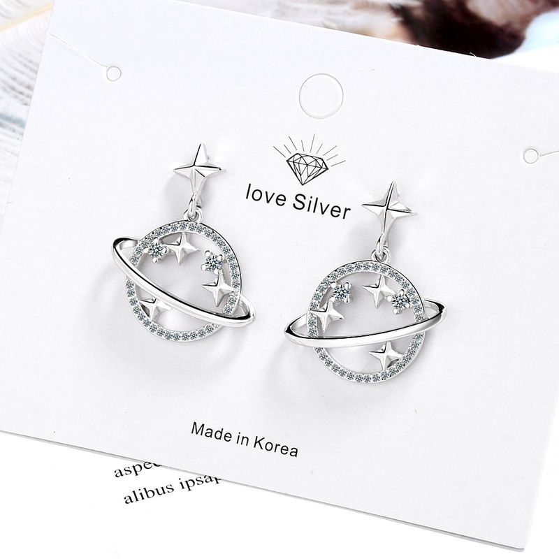 1 Pair Ig Style Star Plating Hollow Out Inlay Copper Zircon Drop Earrings