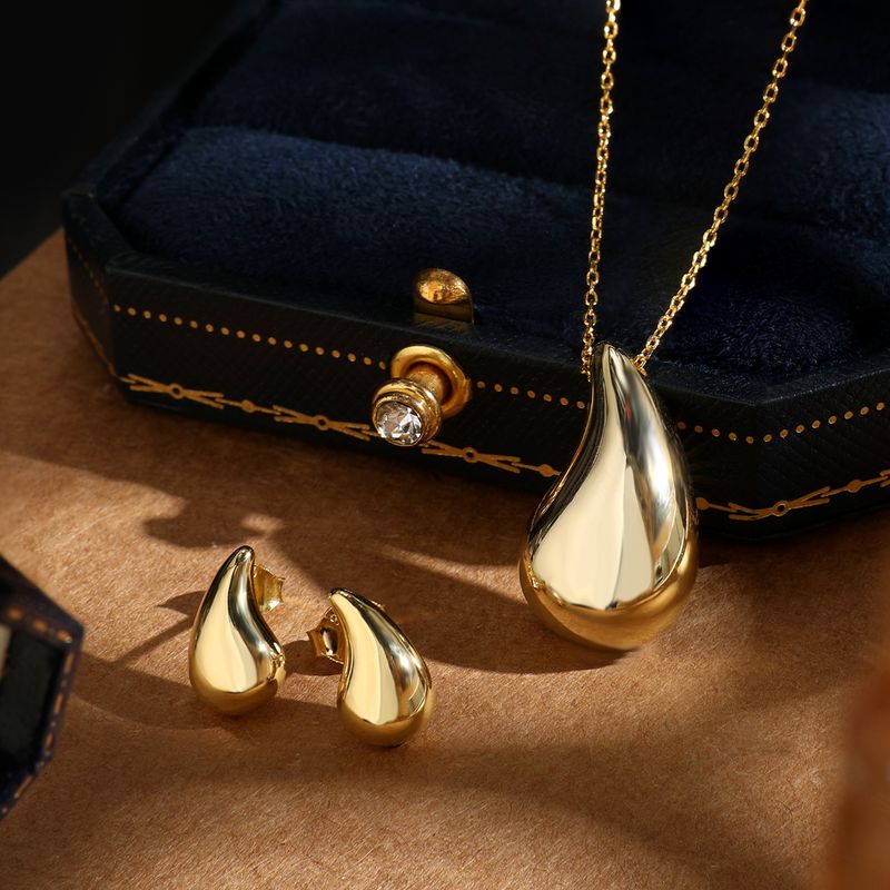 Einfacher Stil Pendeln Wassertropfen Sterling Silber Überzug 18 Karat Vergoldet Überzogen Mit Rhodium Frau Ohrringe Halskette