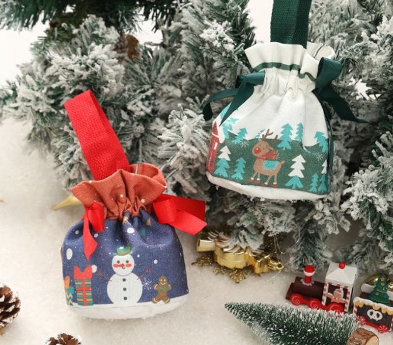 Christmas Cartoon Style Cute Santa Claus Letter Elk Cloth Party Gift Bags