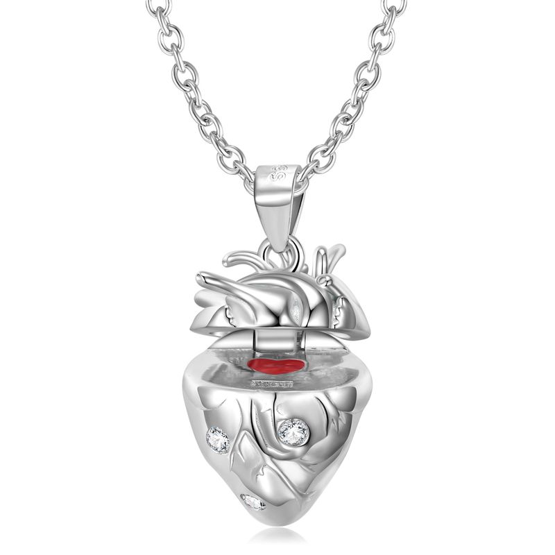 Streetwear Heart Shape Sterling Silver Plating Inlay Zircon Jewelry Accessories
