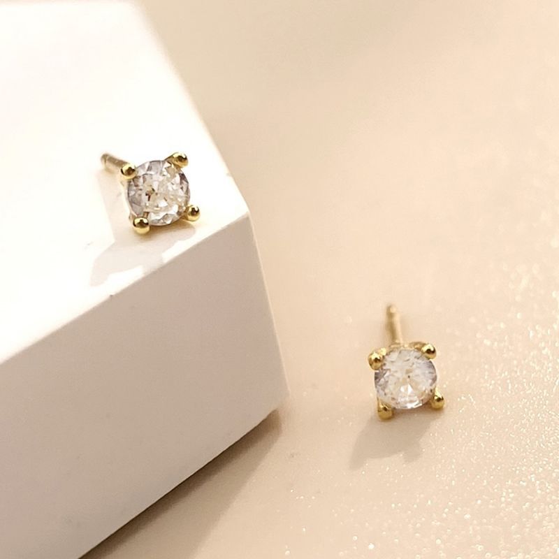 1 Pair Elegant Solid Color Plating Inlay Sterling Silver Zircon Silver Plated Ear Studs