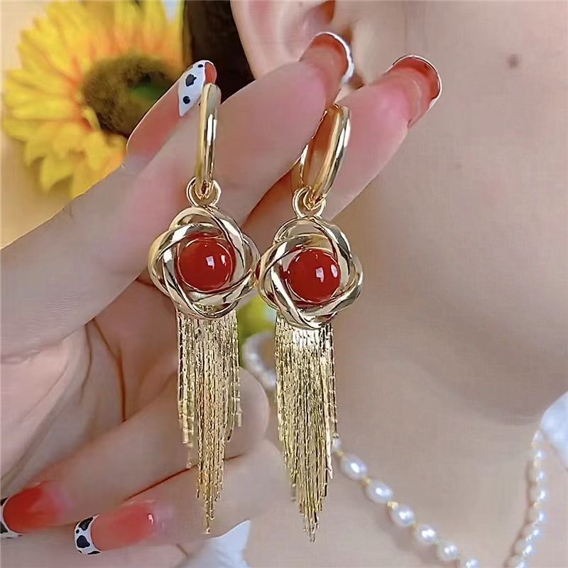 1 Pair Elegant Exaggerated Luxurious Geometric Tassel Alloy Gold Plated Drop Earrings