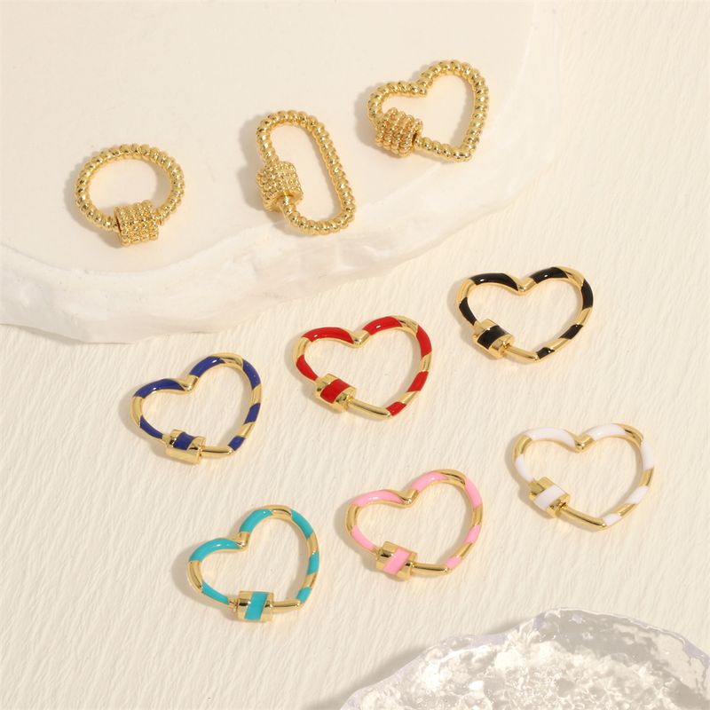 Romantic Sweet Round Oval Heart Shape Copper Enamel Plating 18k Gold Plated Charms