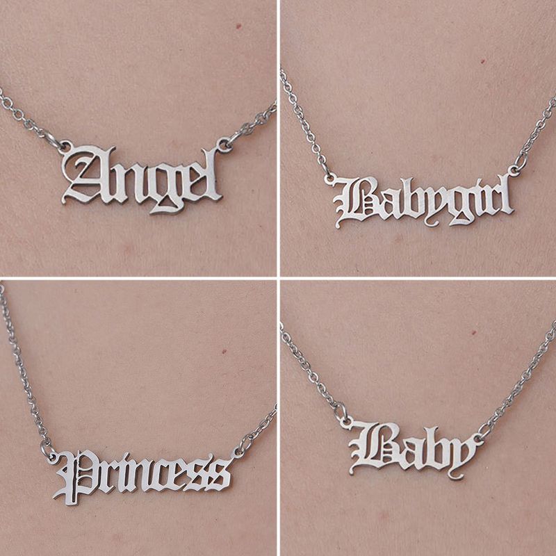 201 Stainless Steel Simple Style Polishing Plating Letter Pendant Necklace