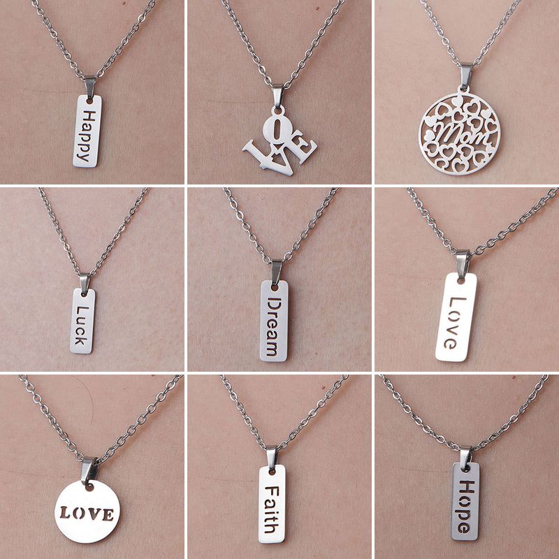 201 Stainless Steel Simple Style Polishing Plating Letter Heart Shape Pendant Necklace